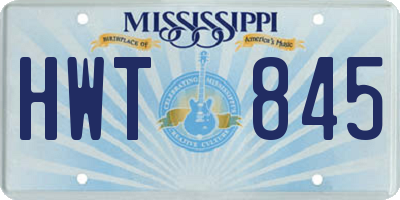 MS license plate HWT845