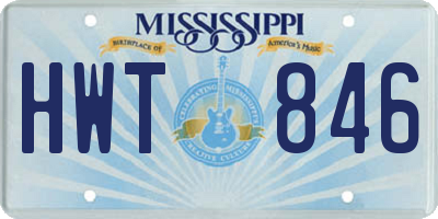 MS license plate HWT846