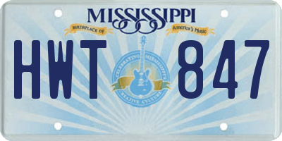 MS license plate HWT847