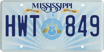 MS license plate HWT849