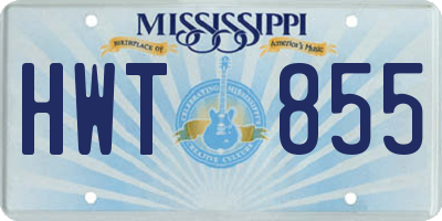 MS license plate HWT855