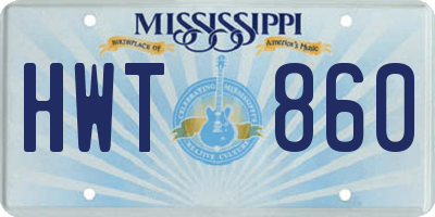 MS license plate HWT860
