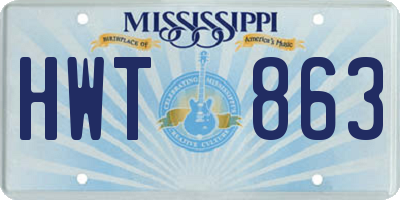 MS license plate HWT863