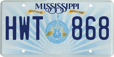 MS license plate HWT868