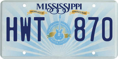MS license plate HWT870