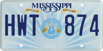 MS license plate HWT874
