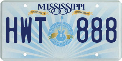 MS license plate HWT888