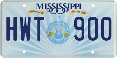 MS license plate HWT900