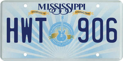 MS license plate HWT906