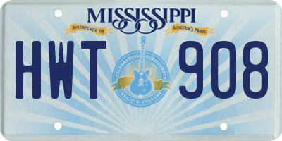 MS license plate HWT908