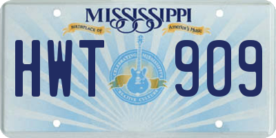 MS license plate HWT909