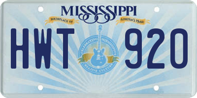 MS license plate HWT920