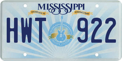 MS license plate HWT922