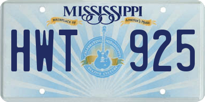 MS license plate HWT925