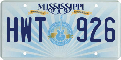 MS license plate HWT926