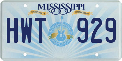 MS license plate HWT929