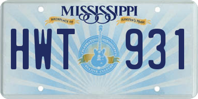 MS license plate HWT931