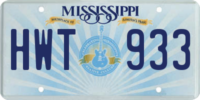 MS license plate HWT933