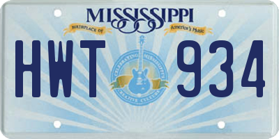 MS license plate HWT934