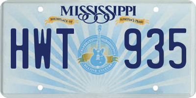 MS license plate HWT935