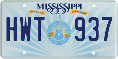 MS license plate HWT937
