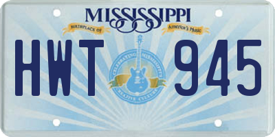 MS license plate HWT945