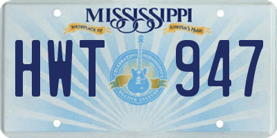 MS license plate HWT947