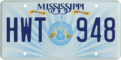 MS license plate HWT948