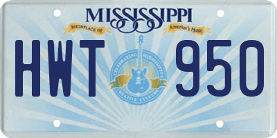 MS license plate HWT950