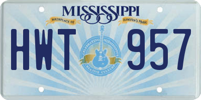 MS license plate HWT957
