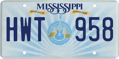 MS license plate HWT958