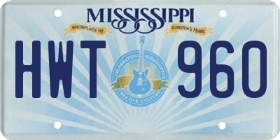 MS license plate HWT960