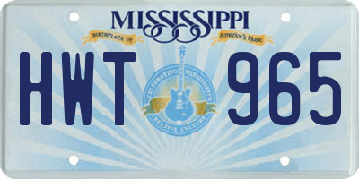 MS license plate HWT965