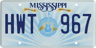 MS license plate HWT967