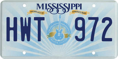MS license plate HWT972