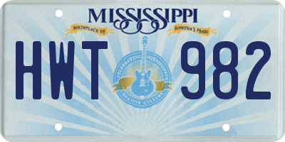 MS license plate HWT982