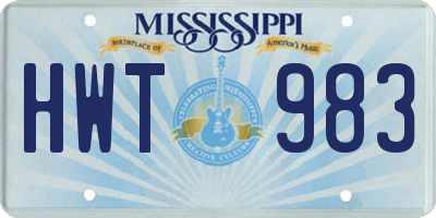 MS license plate HWT983