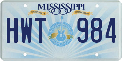 MS license plate HWT984