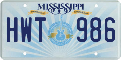 MS license plate HWT986