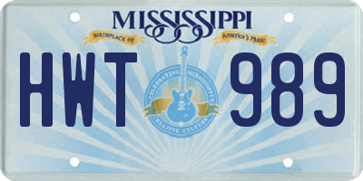 MS license plate HWT989