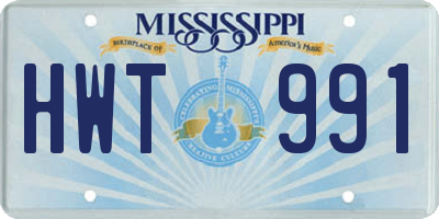 MS license plate HWT991
