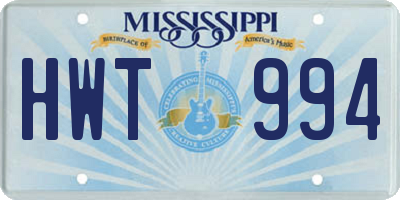 MS license plate HWT994