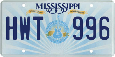 MS license plate HWT996