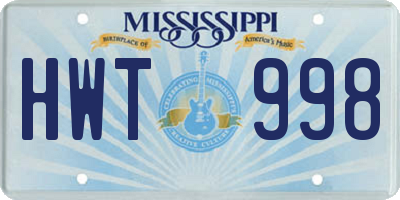 MS license plate HWT998