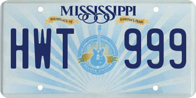 MS license plate HWT999