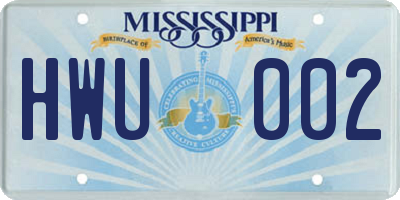 MS license plate HWU002