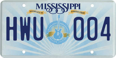 MS license plate HWU004