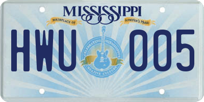 MS license plate HWU005