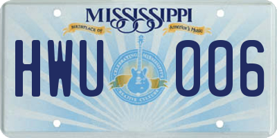 MS license plate HWU006