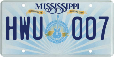 MS license plate HWU007